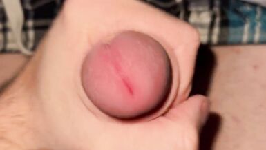 Twink jerks his big cock and squirts