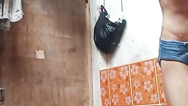 asian boy bathing naked in bathroom with cold water. her body is petite and sexy, her skin is brown and smooth. - 13 image