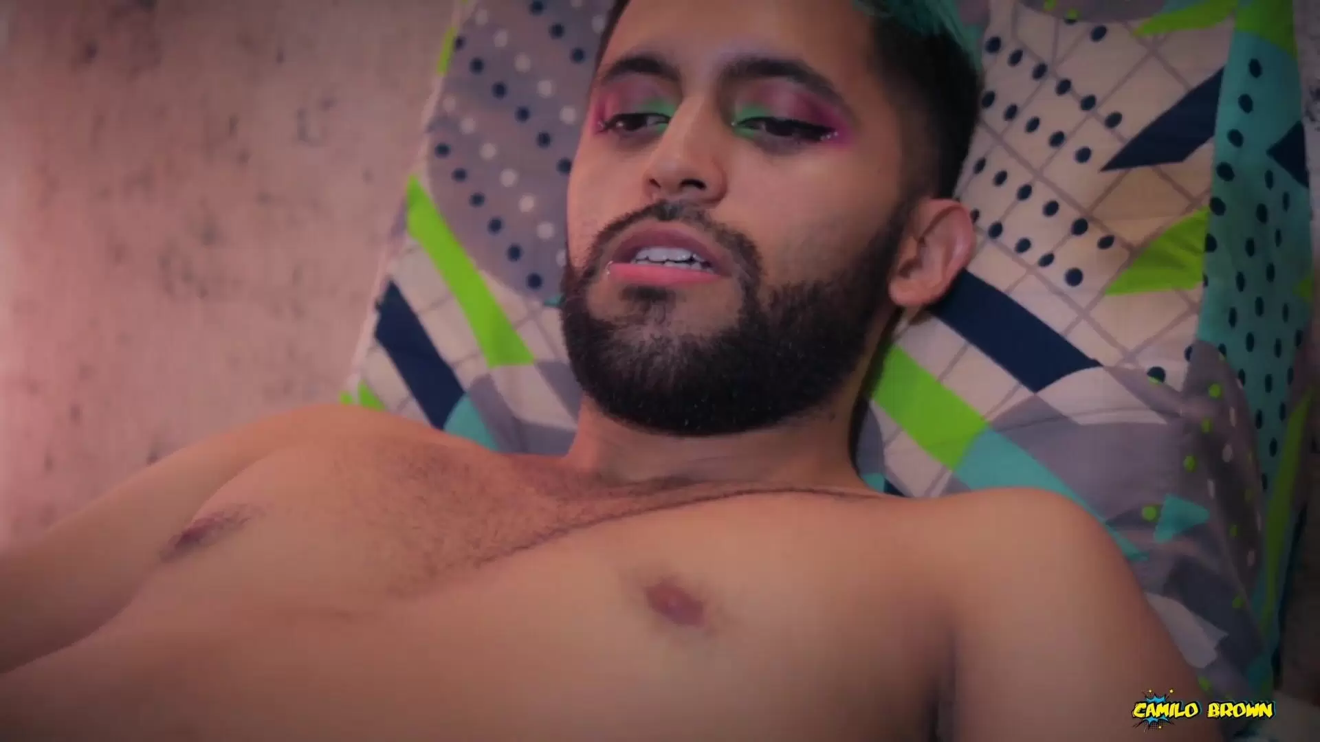 Camilo Brown jerks off in white boxers