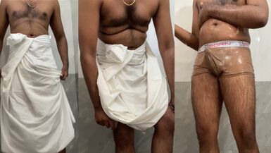Rich Kerala daddy remove his sarong to show big cock and balls