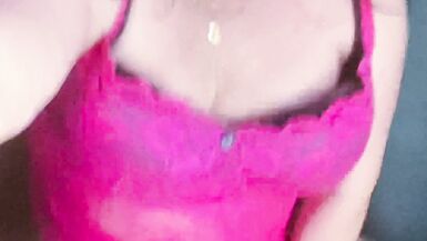 Krissy Sweets ???? stroking her she cock in pink lingerie shooting hot cum all over her pretty little feet