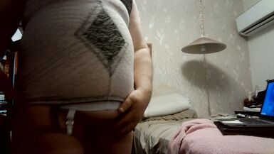 WIENER GIRL -girdled wiener play and cum - 3 image