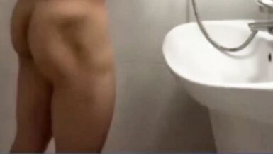 jerking off my big dick while taking a shower