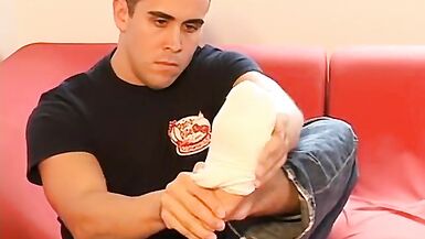 Gay boy takes his socks off and teases with his feet