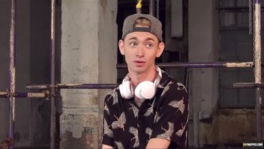 Skillful blowjob and handjob with restrained blond twink