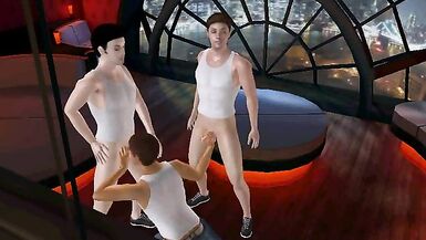 3D Cartoon Hunk Sucking on a Pair of Hard Cocks