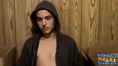 Skinny Straight Guy Jerks off his Huge Cock until he Cums