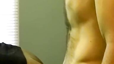 Fit amateur stuffing his big white cock in tight black ass