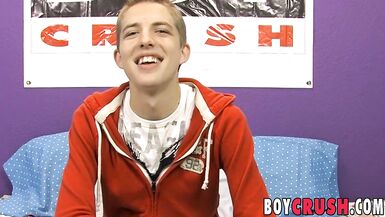 Smiling Young Homo Jerks off and Shoots his Load out